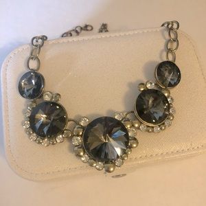 J Crew statement Crystal bauble necklace gray gold